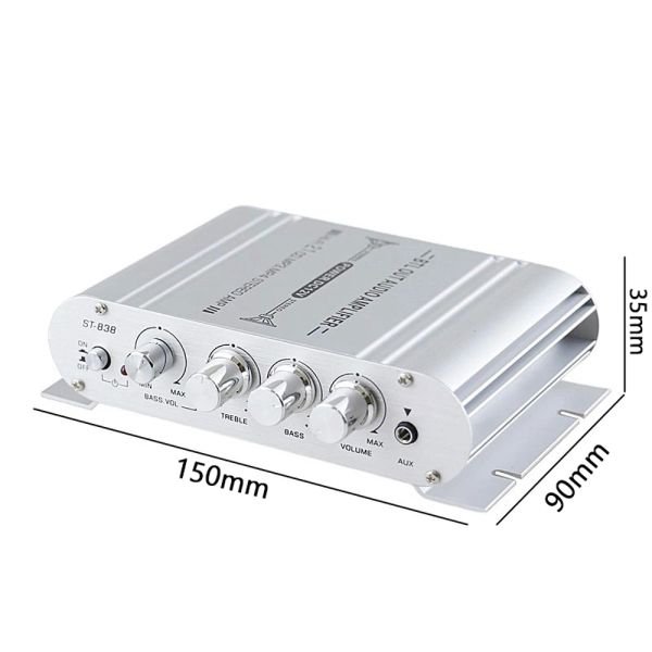 ST-838 Digital Hi-Fi Power Amplifier Channel 2.1 Subwoofer Stereo Audio Audio Audio Audio Car moto Amplificatore di potenza AMP 20W+20W