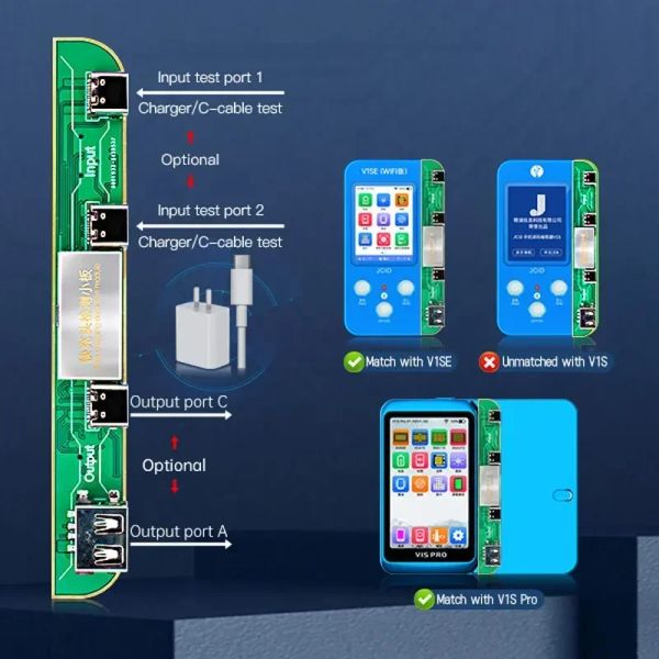 JCID V1SE V1SPRO Fast Charger Testing Adaptador para Apple Chefing Head and Charging Cable Authenticity Charging OutputTest Board