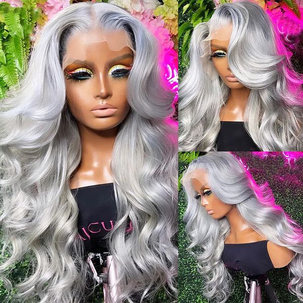 Piazza vera per capelli vecchi ondata 13x4 di alta qualità Wig di capelli veri 250% Wigna Wig Wig Wig Wig Wig Wig Blonde/Red/Grigio Prodotti per capelli con parrucca sintetica) all'ingrosso