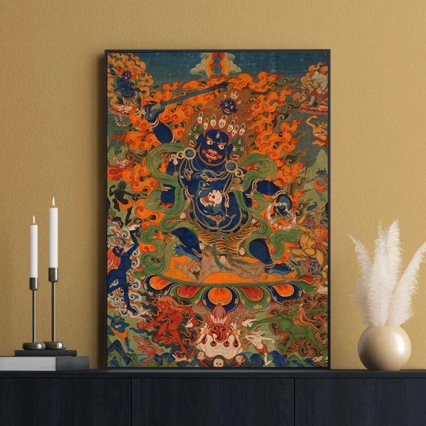 Tibetan Buddhist Mahakala Buddha Shakyamuni religiöses Poster und druckt Leinwand Malerei Wandkunst Bilde Home Room Decor Geschenk