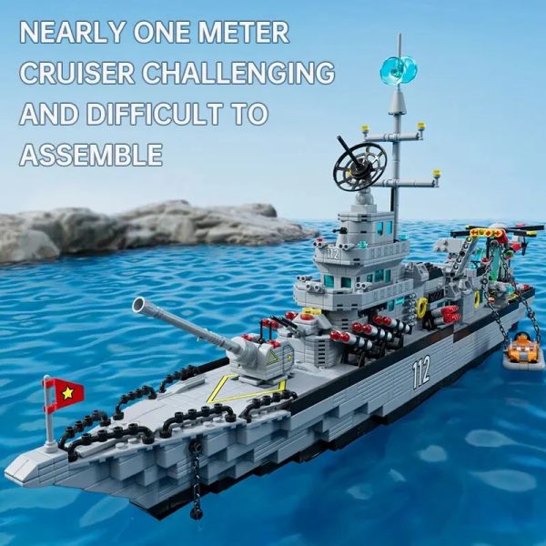 2000+PCs Building Block Warship Battleship Kits für Kids City Helicopter Military Ship Sticks Kit Bildungsspielzeug für Jungen