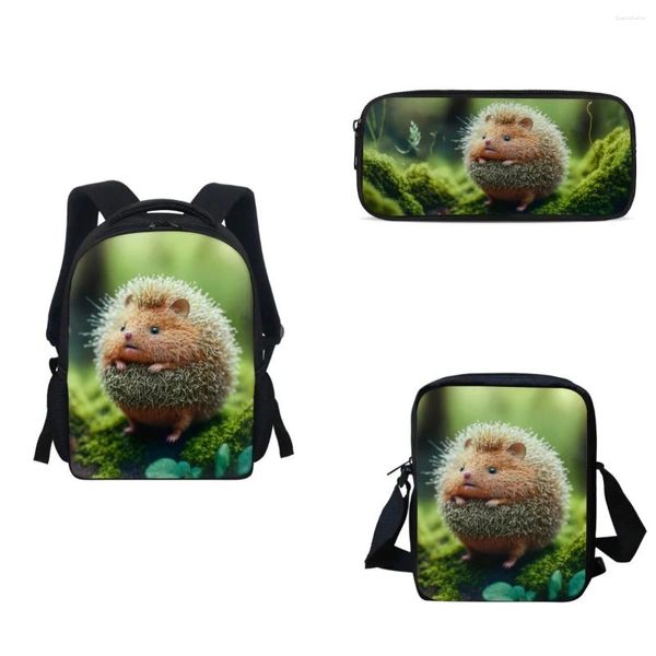 Bolsas escolares bolsas de estampa de animais fofas conjunto fors meninos crianças kawaii backpack bookbag bagbag para feminino grande caneta lápis