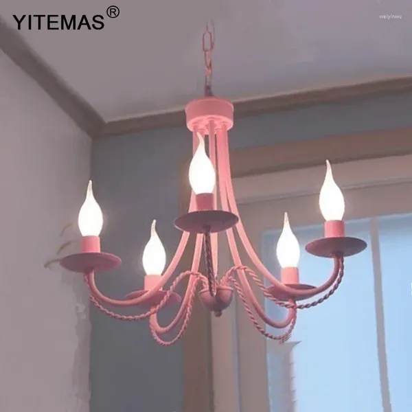 Люстры Винтажные творческие простой простая железная лампа спальня столовая столовая магазин одежды современный стиль люстра свечи