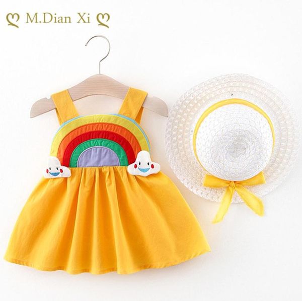 2020 Vestido de bebê de verão fofo para meninas recém -nascidas roupas de princesa vestidos de 1º aniversário com chapéu 02y vestidos5719869