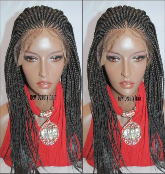 180Dnsibe Handmade Lace Frontal Cornrow Wig Africa American Women Style Box Braid Wig Crochet Braids Lace Front Wig com Baby HAI8006618