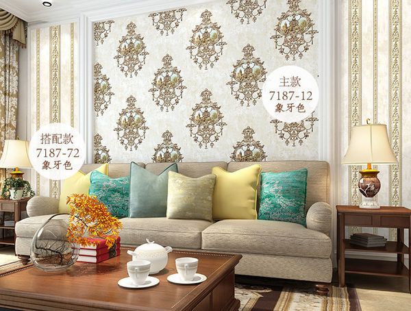 3D Kabartmalı Avrupa Şam Duvar Kağıdı Çiçek Damask Lüks Dokunmayan Retro Amerikan Duvar Kağıdı Ev Oturma Odası Yatak Odası