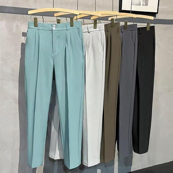 Abiti da uomo leggermente maturi silm casual nove punti pantaloni all-matching alla moda