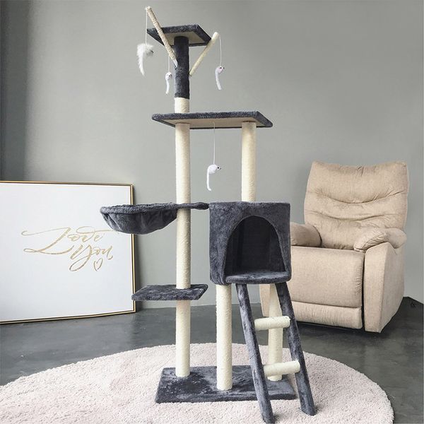 Móveis de escalada de gato Cat Scratch Tree Tower House Cat Condo uma grande prateleira de gato sem ocupação Post Cat Toy