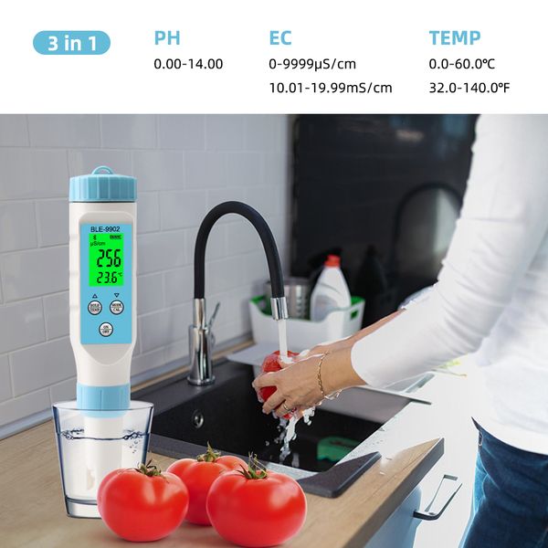 Bluetooth PH EC TDS TEMP SALINITY METER DIGITAL TRINK WASSERFRAGE TESTER Smart Online Monitor App für Aquariumpool