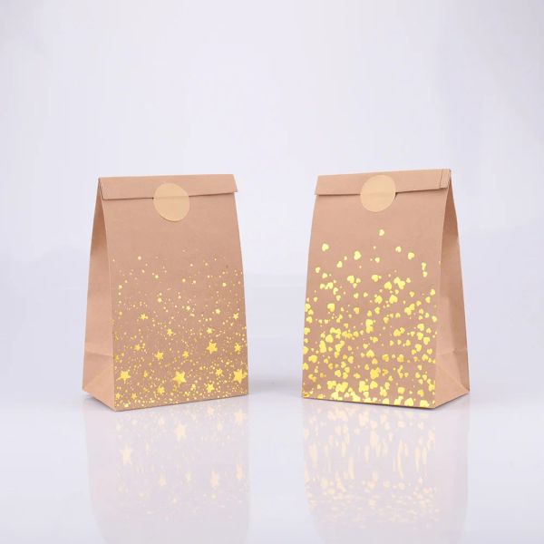 10 PCS Kraft Paper Gift Bag Cookies Kraft Paper Bags Gift Packing Wedding Home Party Birthday Gift Packaging Cat Pattern