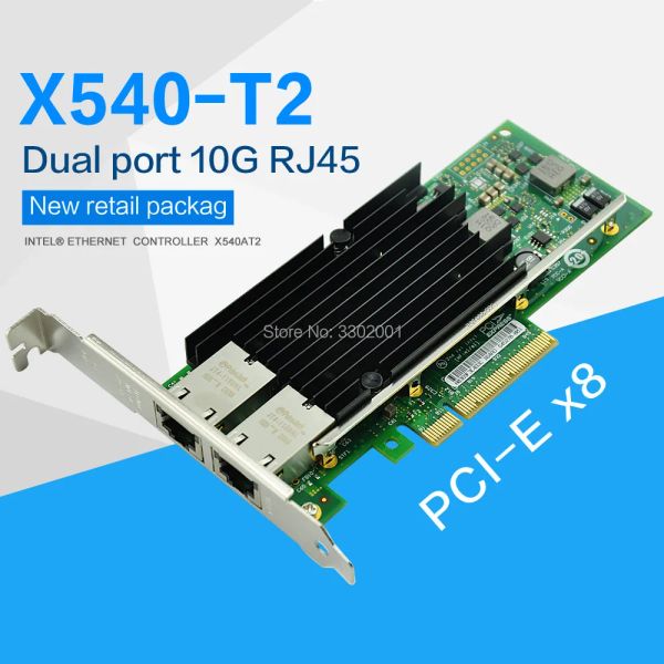 Kartlar Fanmi Dualport RJ45 PCIE X8 10GB Ethernet Birleşmiş Ağ Adaptörü X540T2