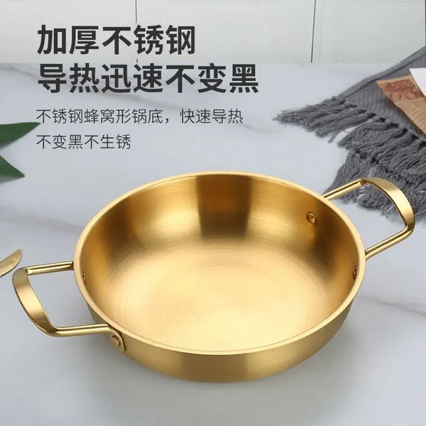 NEU 2024 Korean Ramen Pot Edelstahl Instant Nudel Topf kleiner heißer Topf Meeresfrüchte Topf Kimchi Suppe Pan Trockener Topf Doppelboden für Koreanisch