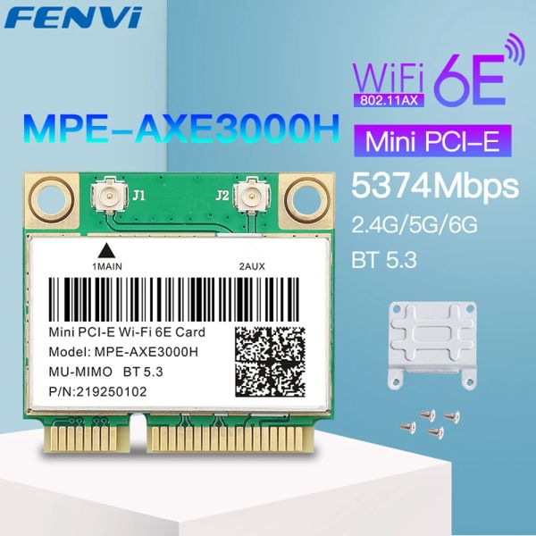 Karten WiFi 6e 5374Mbit/s Mini PCIe WiFi Card AX210 BT 5.3 TRI -Band 2,4G/5G/6GHz 802.11AX Wireless Netzwerk für Desktop/Laptop Win 10/11