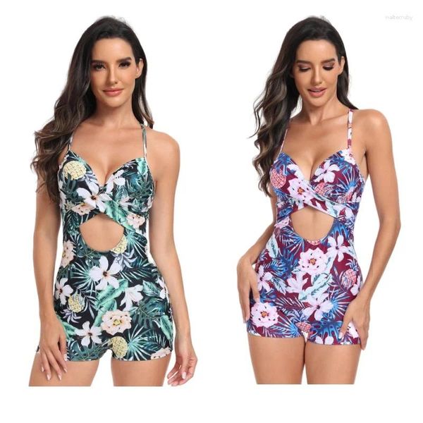 Frauen Badebekleidung Blume ein Stück hohlaushöhle Badeanzug Holiday Beach Sommer Urlaub Sport Schwimmuniform für Frauen Mädchen flacher Boden