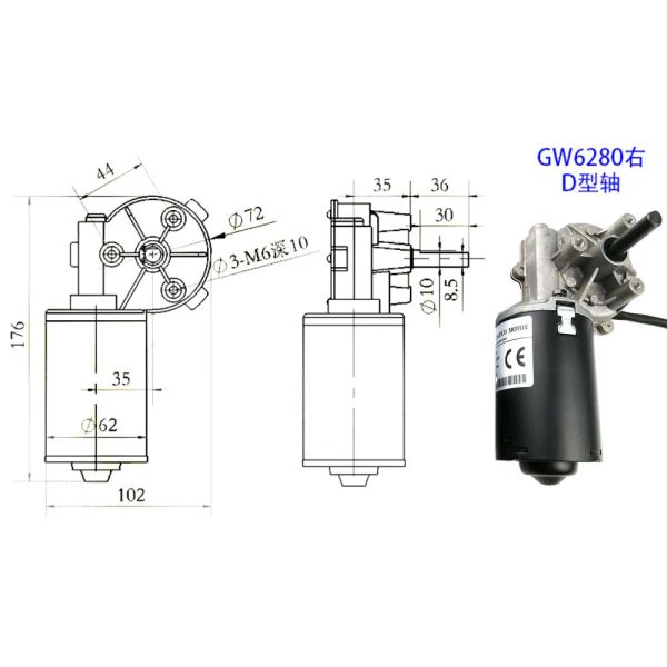 24VDC hoher Drehmoment Wurmgetriebe Reduziermotor 30 U / min 50 U / min 100 U / min Wurmgetriebe Motor Wischer Grill Motor biegen rechts oder links