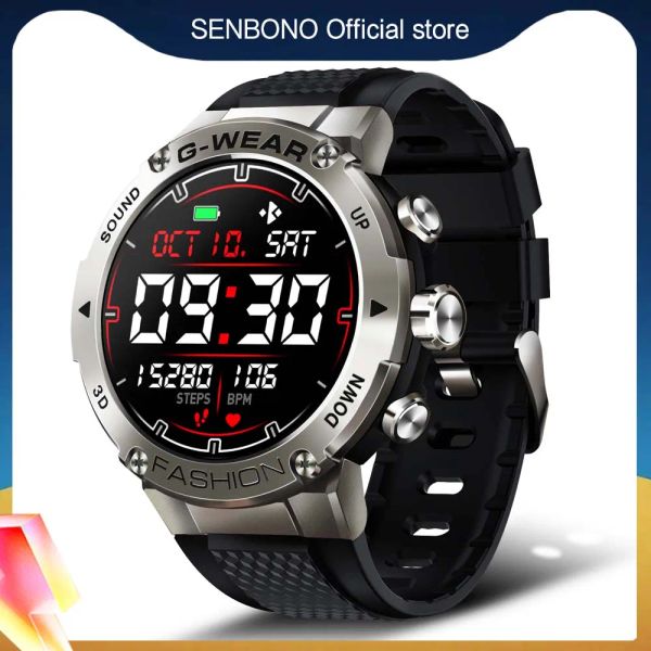 Saatler Senbono Erkekler Akıllı Saat Cevap Kadranları 1.32inch 360*360 HD Ekran Sporları Smartwatch Erkekler Saat SPO2/BP/HR ZEMİN TRACKER