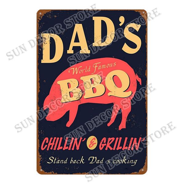 BBQ Kitchen Shabby Chi Vintage Metal Sign Decor decorazioni da parete per il bar del bar del bar retrò poster 20x30cm A-2300