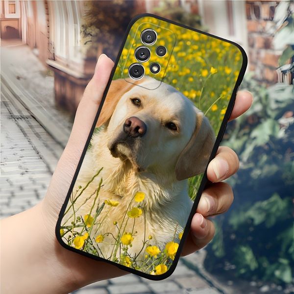 Capa de telefone para cães Labrador Animal para Samsung A53 A13 A12 A52 A51 A73 A32 A50 A20 A21 A22 A31 A40 A70 S Silicone Black Coque