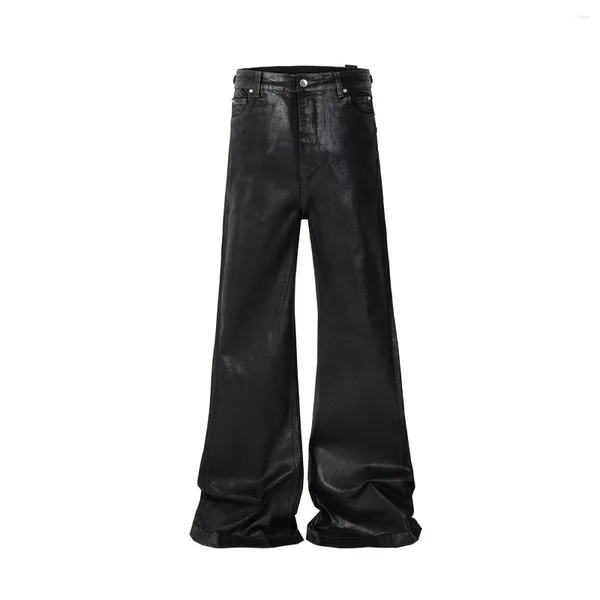 Jeans masculinos Europeu e American Street Batik Black-Coat Wide Pants Wide