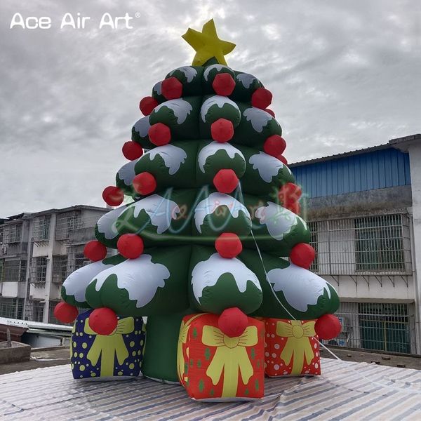 8 mH (26ft) Modello di albero di Natale gonfiabile con sacchetti regalo e stelle per eventi natalizi per le vacanze o decorazioni di centri commerciali
