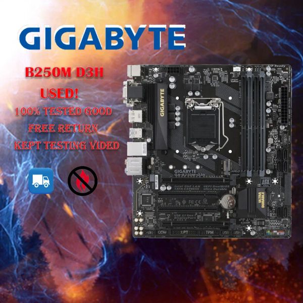 Материнские платы использовали Gigabyte B250M D3H Материнская плата на рабочем столе LGA 1151 Поддержка 6/7thgen I7 I5 I3 DDR4 64GB M.2 SSD