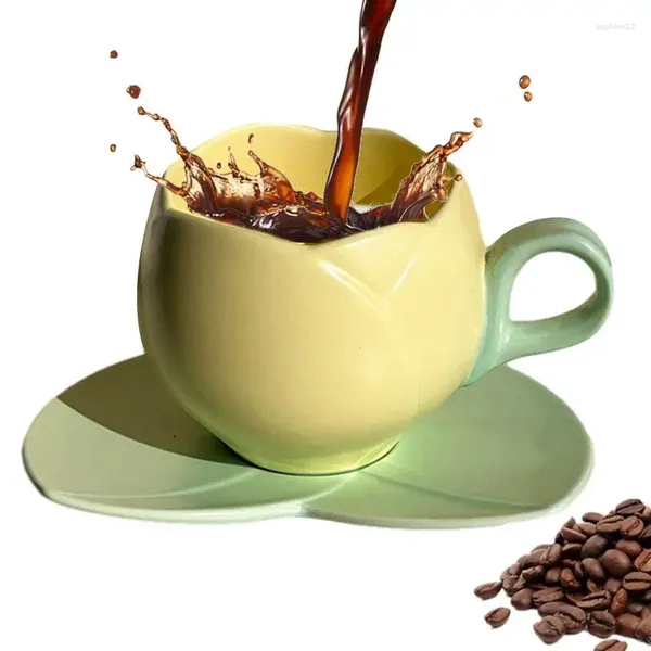 Tazze a forma di fiori da tè a tazze da caffè con tazza di acqua in ceramica per la raccolta di famiglie al cioccolato