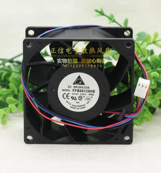 Frete de resfriamento Delta Electronics FFB0812SHE 80mm DC12V 0.87A servidor de resfriamento servidor Square Fan 3wire 80x80x38mm