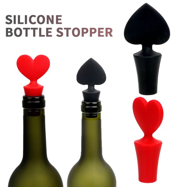 Niedliche Silikon -Poker -Form -Weinstopper und Leck kostenlos Weinbier Flasche Cork Stopfen Stecker Weinflaschen Versiegelung Cap Bar Tools für Bier