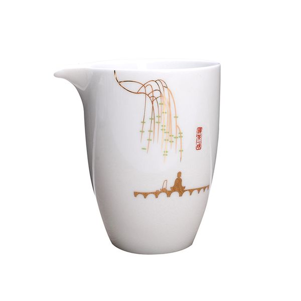 Hochwertige weiße Porzellanmesse Tasse Teekannenhandbemalte Tee Maker Kung Fu Tea Tasse Gongdao Becher Teefarware 280ml