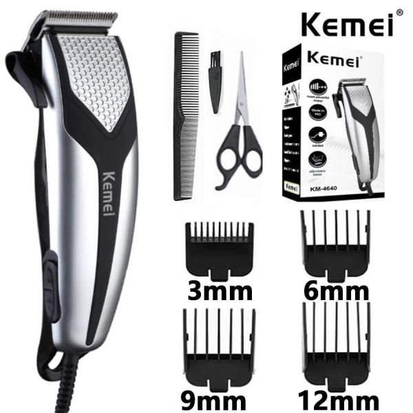 Clippers kemei km4640 barbeiros profissionais misturando cabelo armário com fio apartador elétrico picha