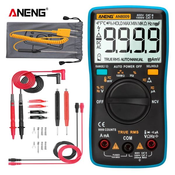 AN8008/AN8009 Digital Multimetro 9999 conta True-RMS Transistor Transistor Tester Auto Electrical RM409B LO Z Temp Meter Test