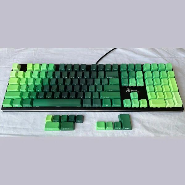 Tastiere keycaps gradiente di colore verde giungla pbt 87 108 oem profilo ansi isola laterale iso per interruttori di ciliegia mx per tastiere meccaniche