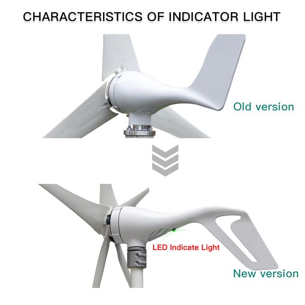 AC 400W Windturbinengenerator Kit Horizonale Achse Home Micro Windmühle mit PWM 600W -Steuerung LED -Licht für 12 V 24 -V -Akku