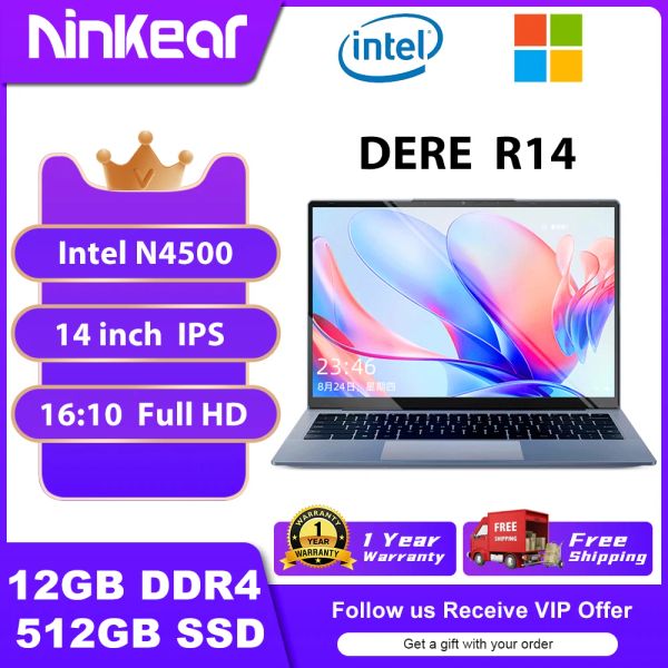 Fotografia dere laptop da 14 pollici ips full hd 12 GB RAM + 512 GB SSD Intel Celeron N4500 Dual WiFi Study Office Ultrabook Windows 11 Notebook