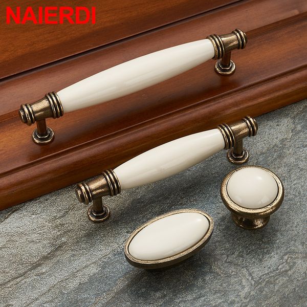 Naierdi in lega di zinco in lega antica in bronzo in bronzo in ceramica manico di cassetti manopola del guardaroba manico per mobili europei hardware