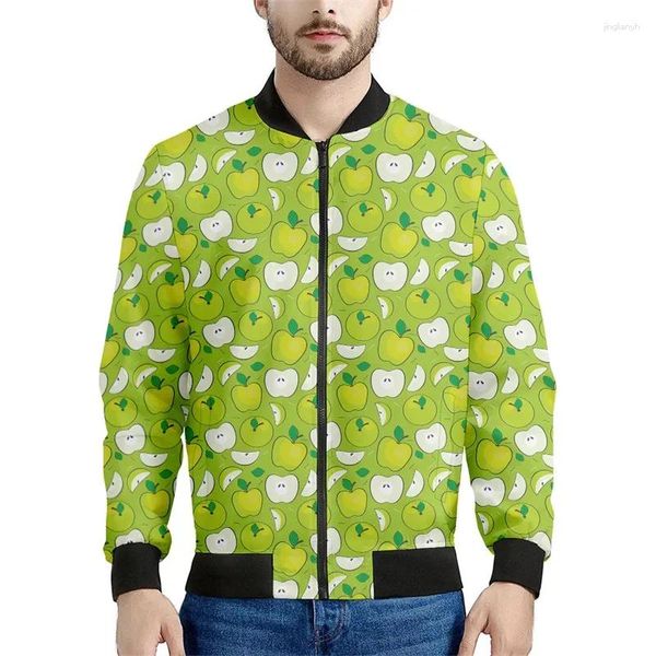 Jackets masculinos 3D Impresso Cherry Fruit Graphic Zipper Men Fashion Sweatshirt Tops Street Casual Casual Bomber Sleeve Casal Longo