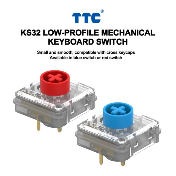 Клавиатуры TTC KS32 Низкие переключатели для механической клавиатуры Нажмите линейный синий красный коричневый оси 45G 3 Pins Gaming PC IKBC S200