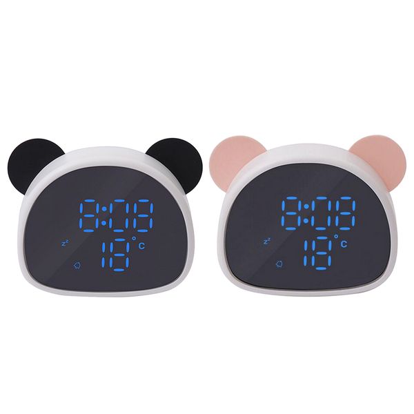 Panda Form Digital Wecker Tragbarer Spiegelanzeige Temperaturzeit für Kinder Kinder, LED Digital Display Takt