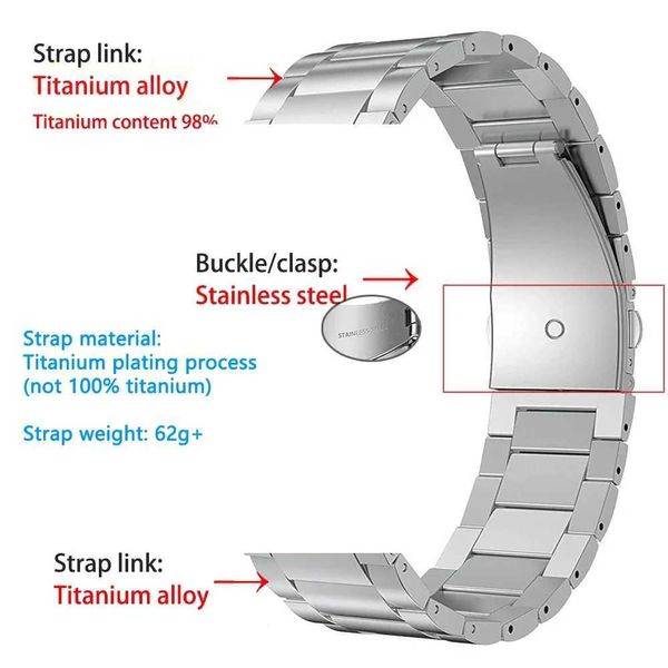 Assista Bands Titanium Metal Strap 22mm 20mm 18mm 16mm Relógio Banda Quick Lançamento Universal Bracelet Smart Watch Substitui