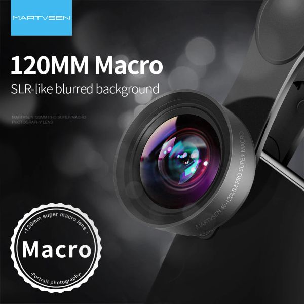 Lens Martvsen 120mm Macro Lens, Profissional 5K HD 10X Super Macro Universal Clip Camera Lente para iPhone Samsung Andriod
