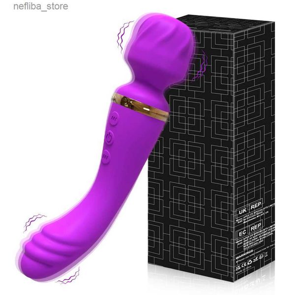 Outros itens de beleza de saúde poderosos cabeças duplas vibrador de varinha mágica para mulheres Gest estimulador de clitóris do clitóris feminino Brinquedos adultos para dois adultos 18 L410