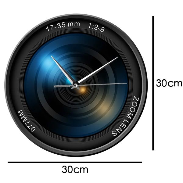 Lente fotocamera stampata stampa acrilica orologio da parete fotografia zoom color esposizione iso per orologio da parete moderno per parete cameraman regalo