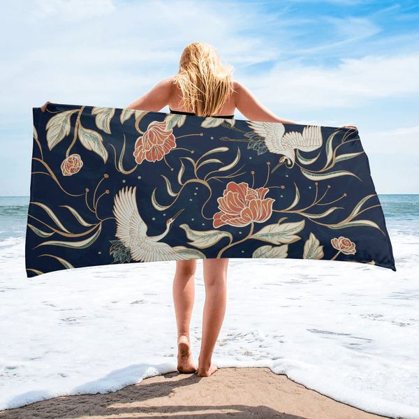 Baihe Peony Pintura Imagem Imagem de praia Towel Luxury Microfiber Banheiro Toalhas de banheiro Yoga Mat Picnic Clanta