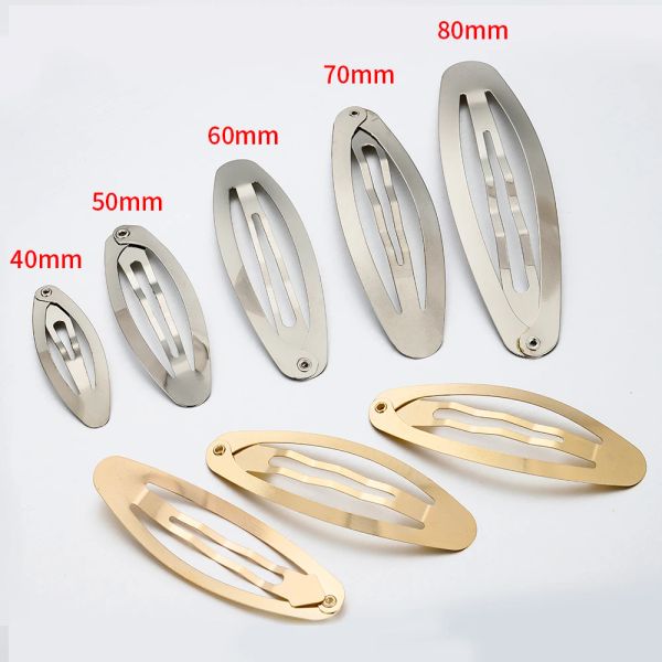 20pcs Clip per capelli in metallo 40/50/60/70/80mm Base Oval Base Oval per gioielli che producono Accessori per capelli per capelli barretta fai -da -te