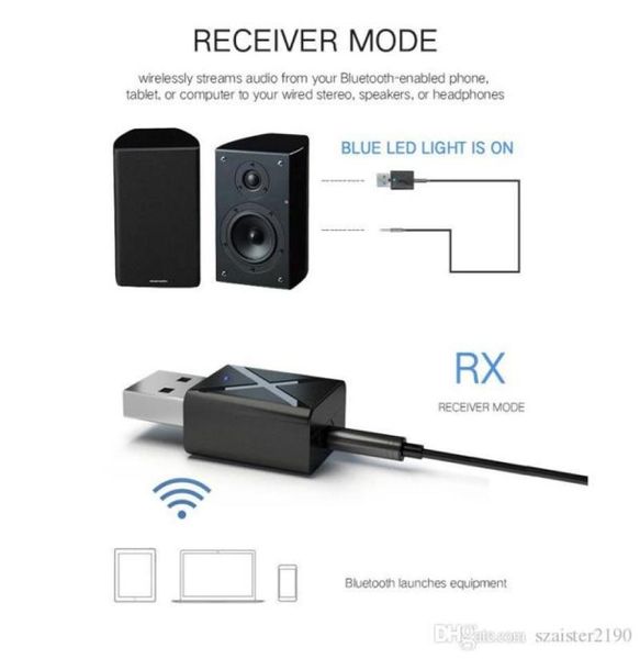 2 IN1 Bluetooth Receiver Transmissor 3,5 mm AUX 5.0 Adaptador para o fone de ouvido sem fio O TV3180666