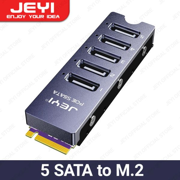 Карты jeyi nvme m.2 до 5 адаптер SATA, внутренний 5 -портный нерадостный SATA III 6 ГБ/с NVME Адаптерной карты для поддержки настольного ПК SSD и жесткого диска