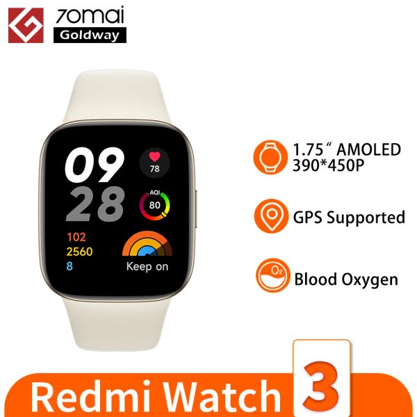 Orologi Xiaomi Redmi Watch 3 Smart Watch 1.75 '' AMOLED Scherma di ossigeno nel sangue 60Hz 12 GIORNI PIONE BATTERA MONITOR MONITOR SMARTWATCH GPS