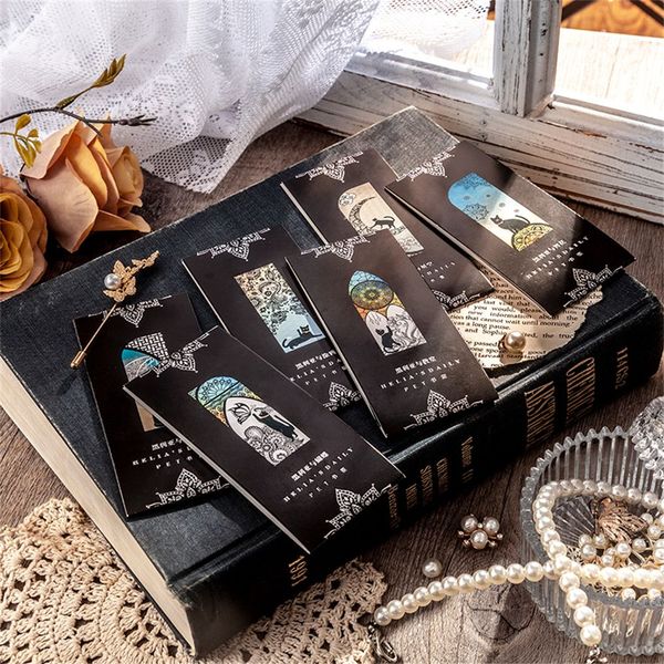 6pcs/set sevimli kara kedi günlük serisi Bookmark Pet Mat Okuma Kitabı Mark Retro Kitap Sayfa İşaretçi Sayfası Kantife Malzemeleri Malzemeleri