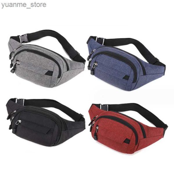 Sportsäcke Herren Chest Bag wasserdichte Outdoor -Sportbeutel Canvas Bag Korean Tailentasche Fanny Bag Crossover Mens Bananenbeutel Y240410