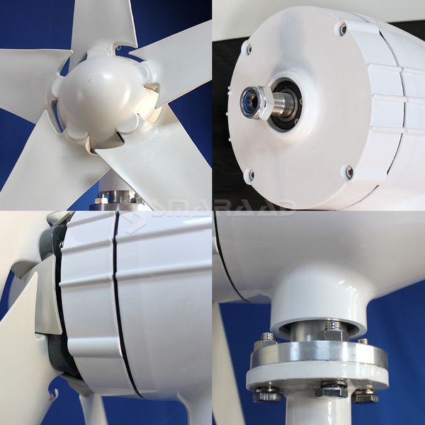 1000W 5 Blades 12V 24V 48V Energia livre moinho de vento e energia do vento pequeno gerador de turbinas eólicas controlador MPPT para uso doméstico